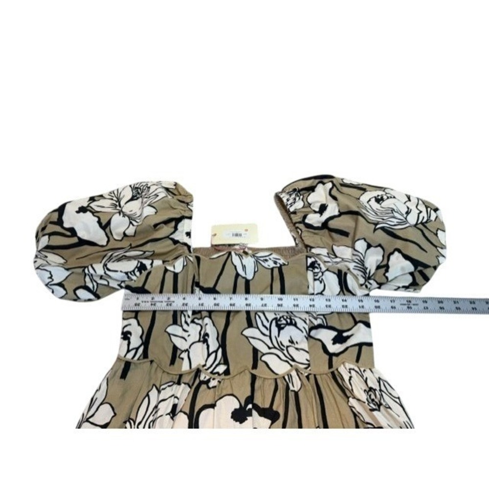 Entro Fall Transition Floral Cotton Midi Dress Puff Sleeve Smocked Back M NEW - Picture 6 of 8